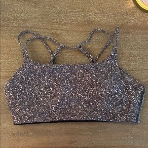 Athleta Speckled Sports Bra - Black and White